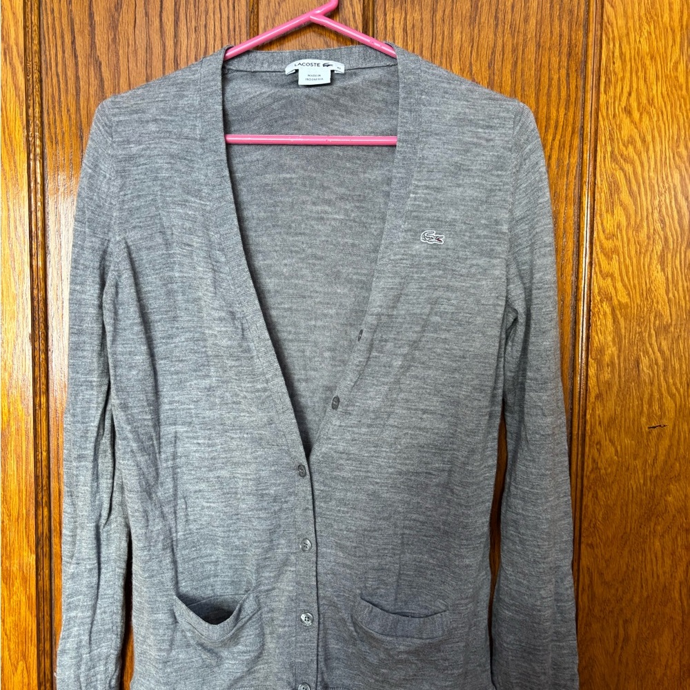 Lacoste Wool Heather Gray Knit Sweater